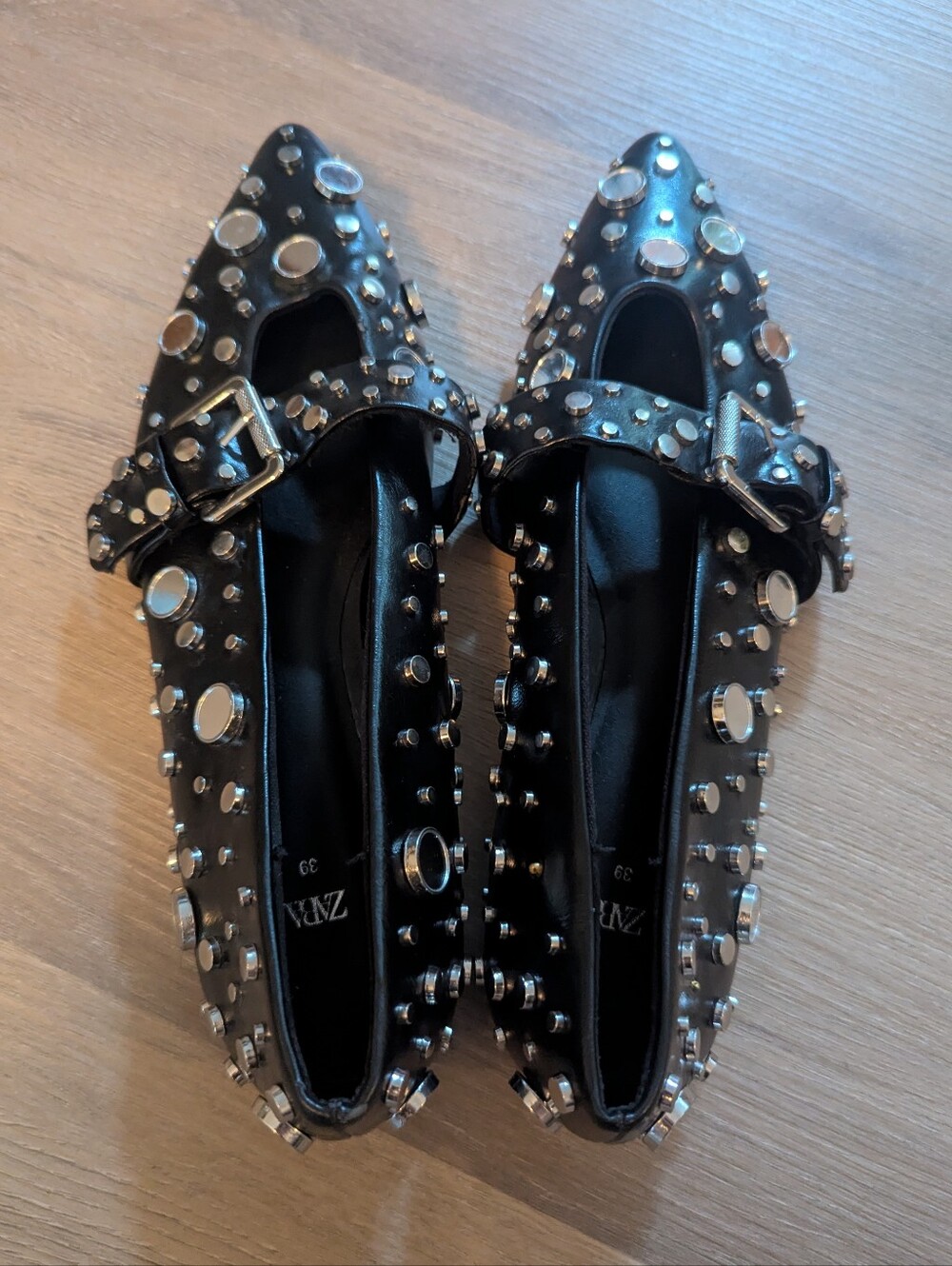 Zara Mirrored Leather Mary Jane Flat - Picture 3 of 7